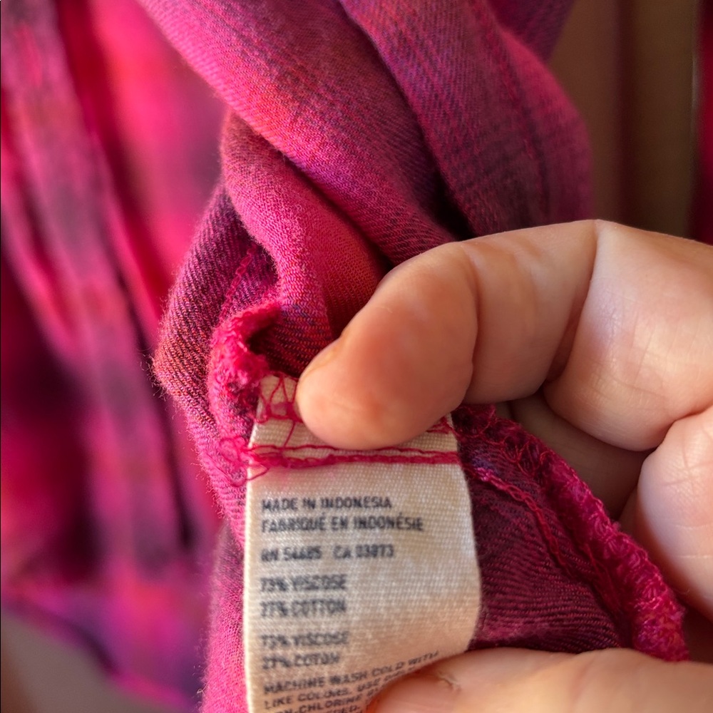 FINAL MARKDOWN American Eagle Outfitters pink and purple Plaid Shirt large - Picture 4 of 4